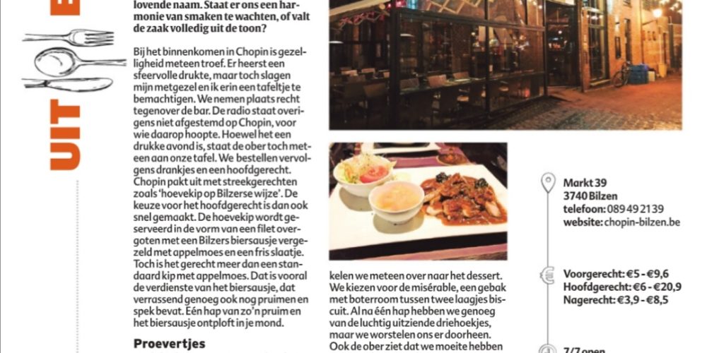 Restorecensie:Chopin Bilzen HLN